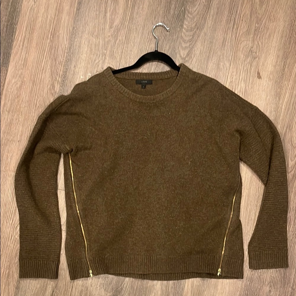 Brown Wool Sweater with Gold Accents